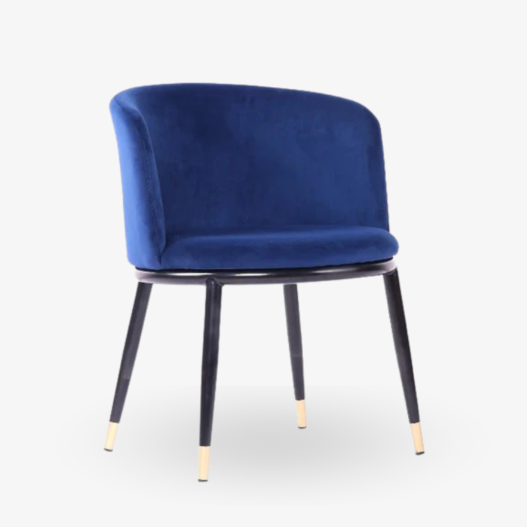 Poltrona de jantar de veludo azul Enid