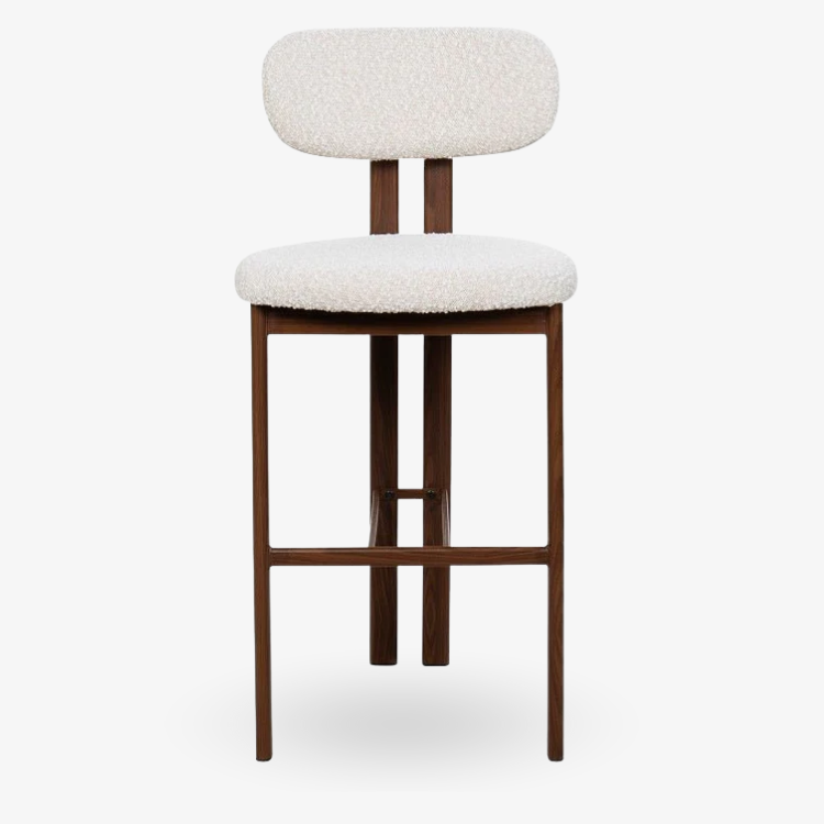 Tabouret de bar Liberty 75 en acier noyer avec revêtement bouclé