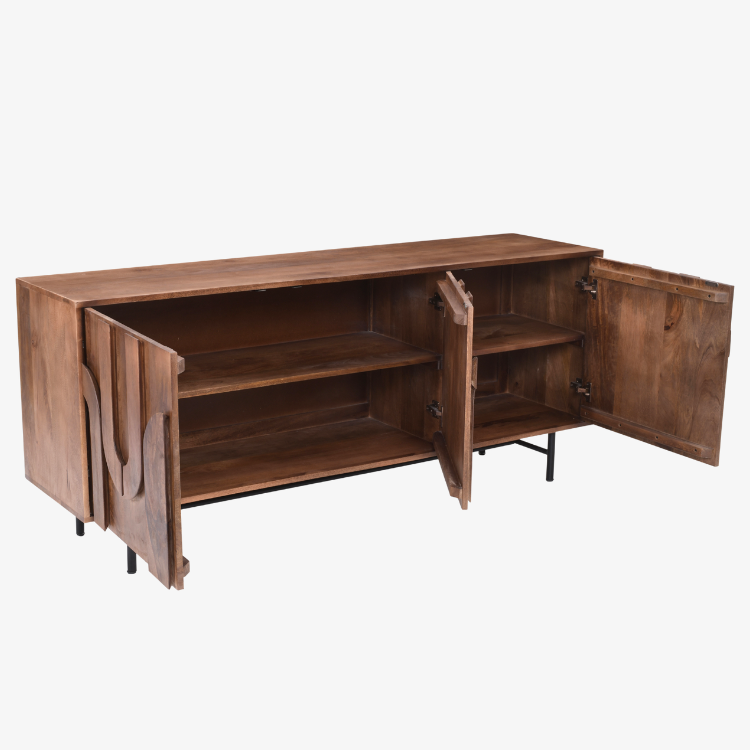 Aparador Tarek de madera de mango natural 180 cm con 3 puertas