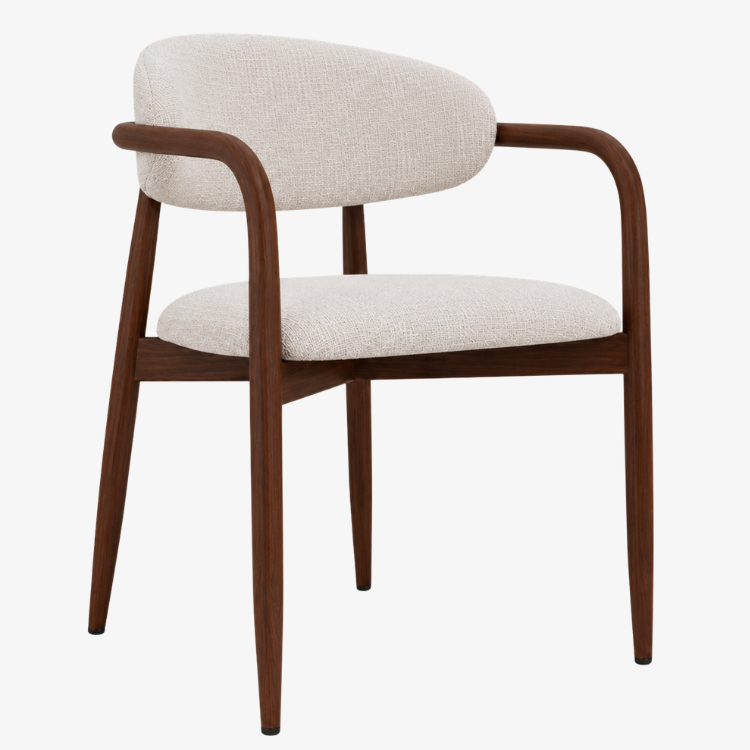 Silla de Comedor con Brazos Olimpo Tapizada en Madera de Nogal