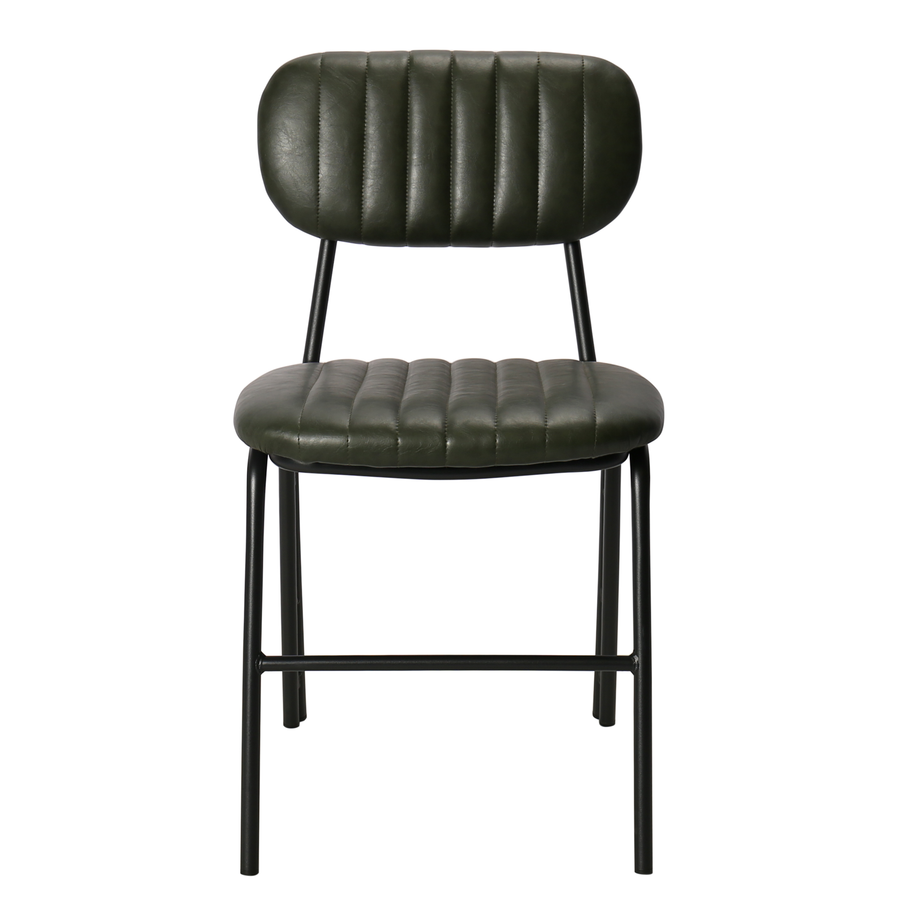 Cadeira de jantar Jerald vintage em aço preto e semi-couro verde