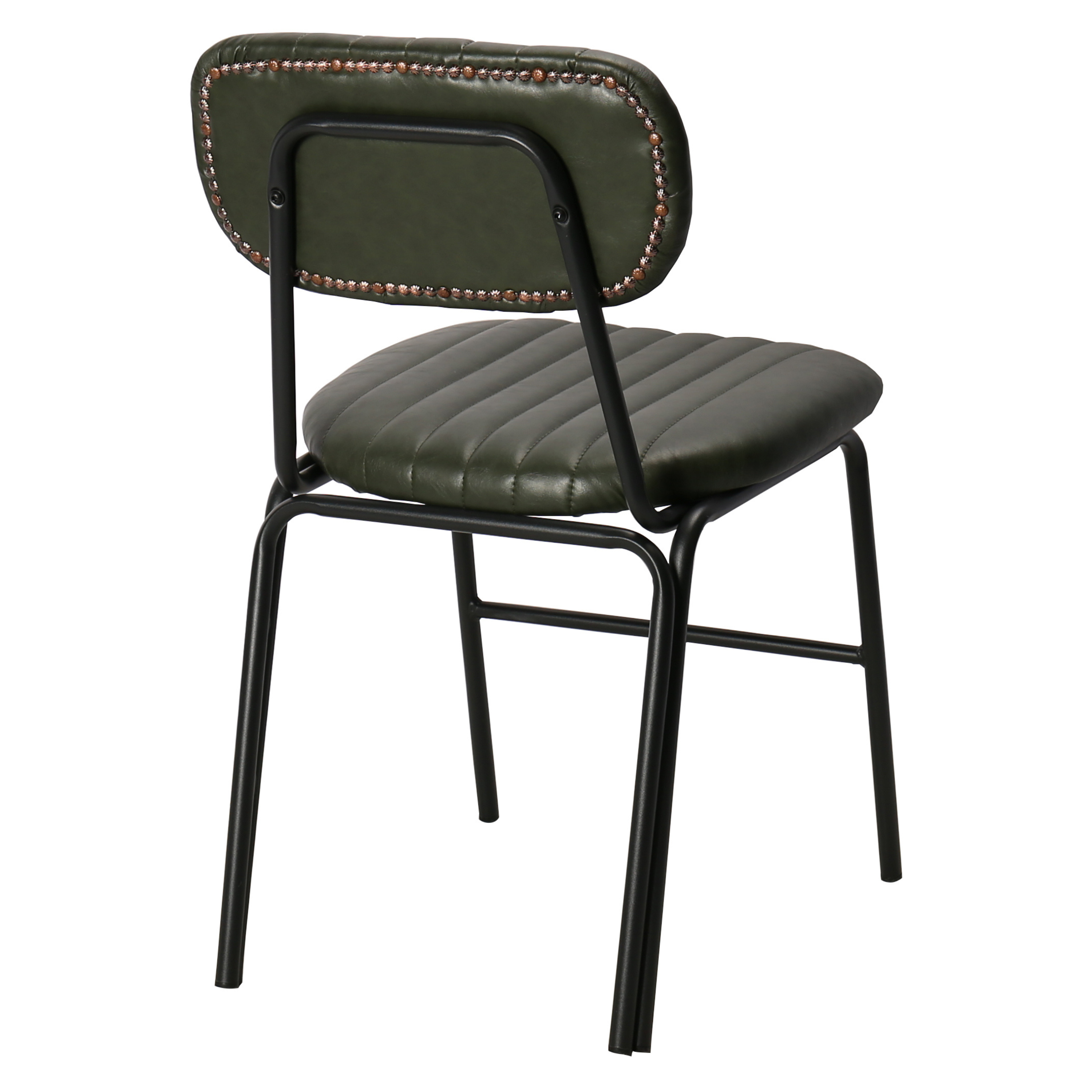 Cadeira de jantar Jerald vintage em aço preto e semi-couro verde