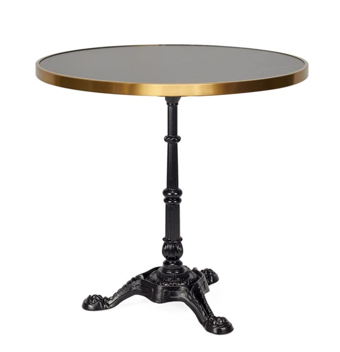 Plateau de table bar rond vintage avec anneau doré D60-70