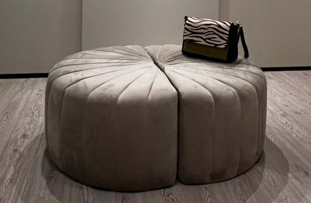 Pouf velours coquillage Sheila