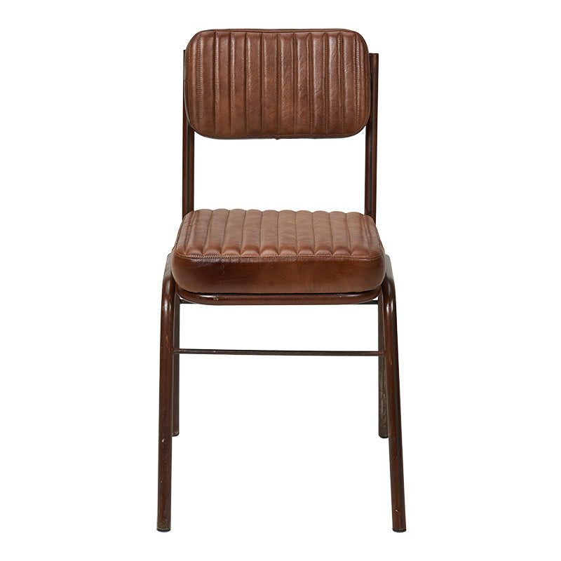 Cadeira de jantar Colin vintage em couro marrom