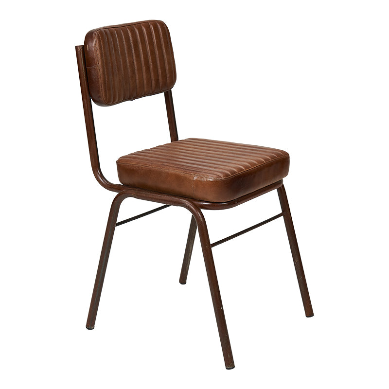Cadeira de jantar Colin vintage em couro marrom