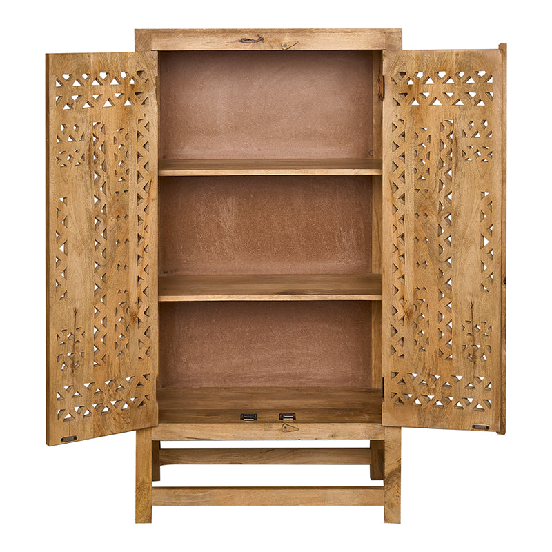 Armoire orientale 2 portes en manguier sculpté