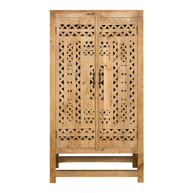 Armoire orientale 2 portes en manguier sculpté