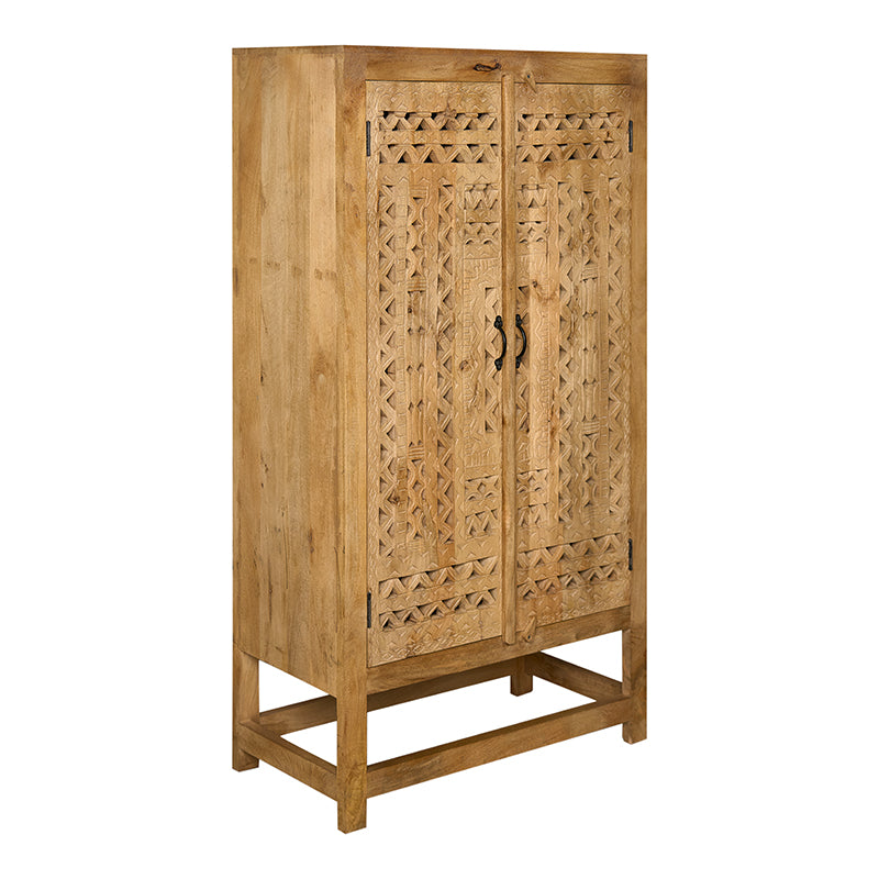 Armoire orientale 2 portes en manguier sculpté