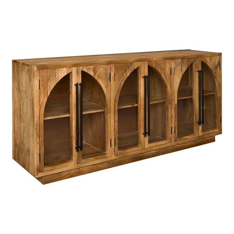 Buffet 6 portes Grovy vitrine en manguier 