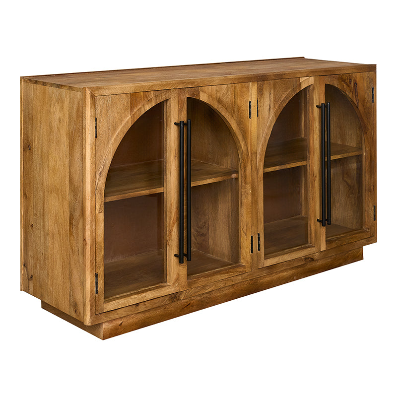 Buffet vitrine 4 portes en manguier Grovy 