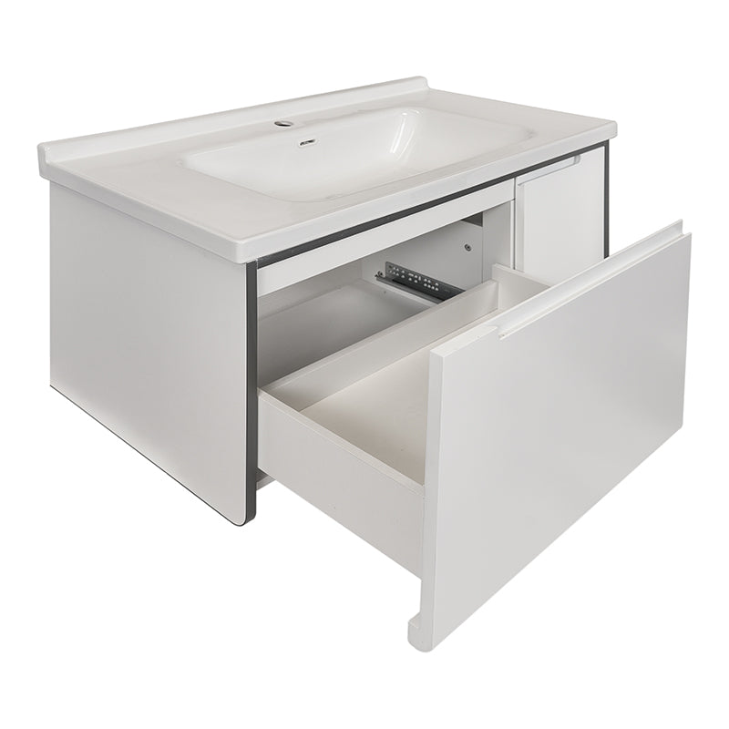 Mueble de baño blanco con lavabo y espejo Led 100 cm Levis