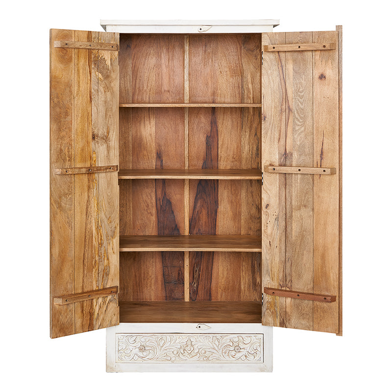 Armario puertas y cajón tallado madera mango Orion