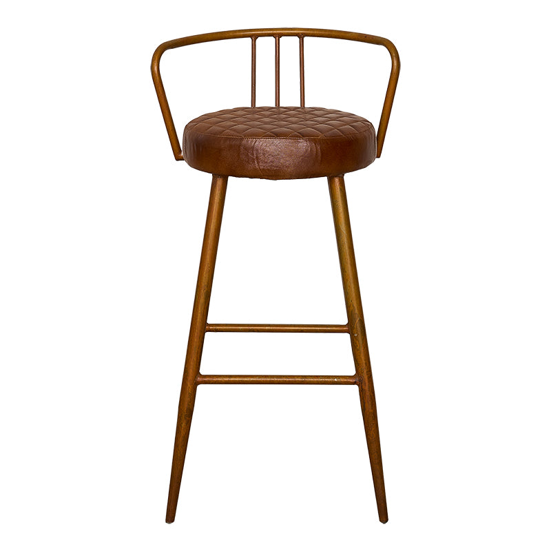 Tabouret vintage avec assise et dossier en cuir Trenty