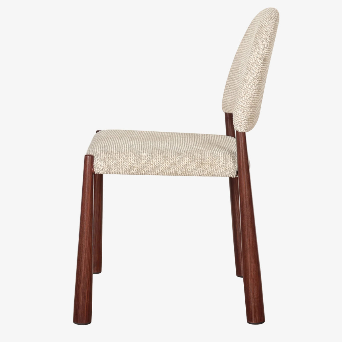 Maira eetkamerstoel bekleed met beige en walnooteffect