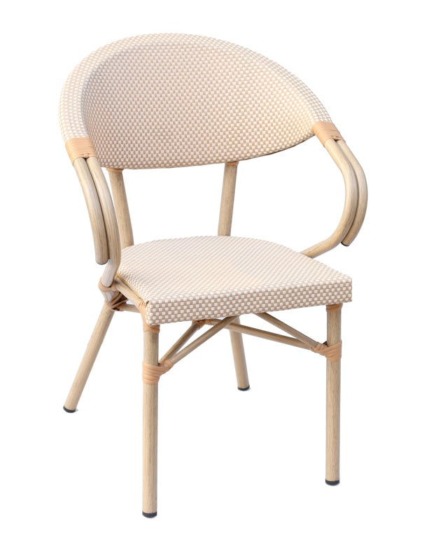 Cadeira parisiense braços de bambu bege Dahlia