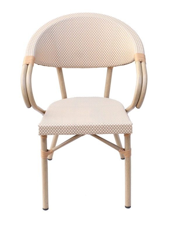 Cadeira parisiense braços de bambu bege Dahlia