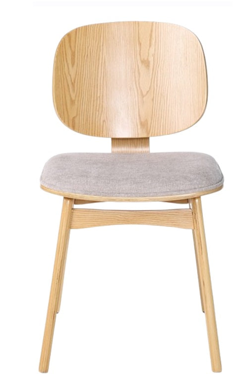 Silla de comedor de madera y tapizado Everly natural