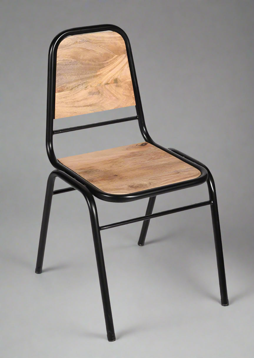 Louri Wood Industrial Dining Chair