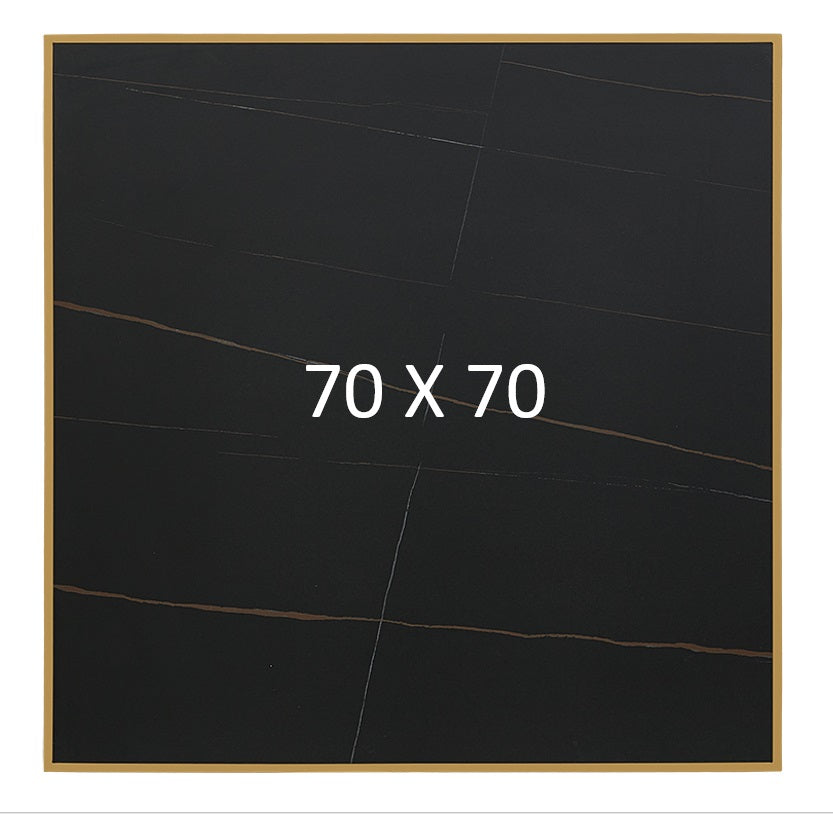 Table de bar inox doré pierre frittée noire 70-80 cm