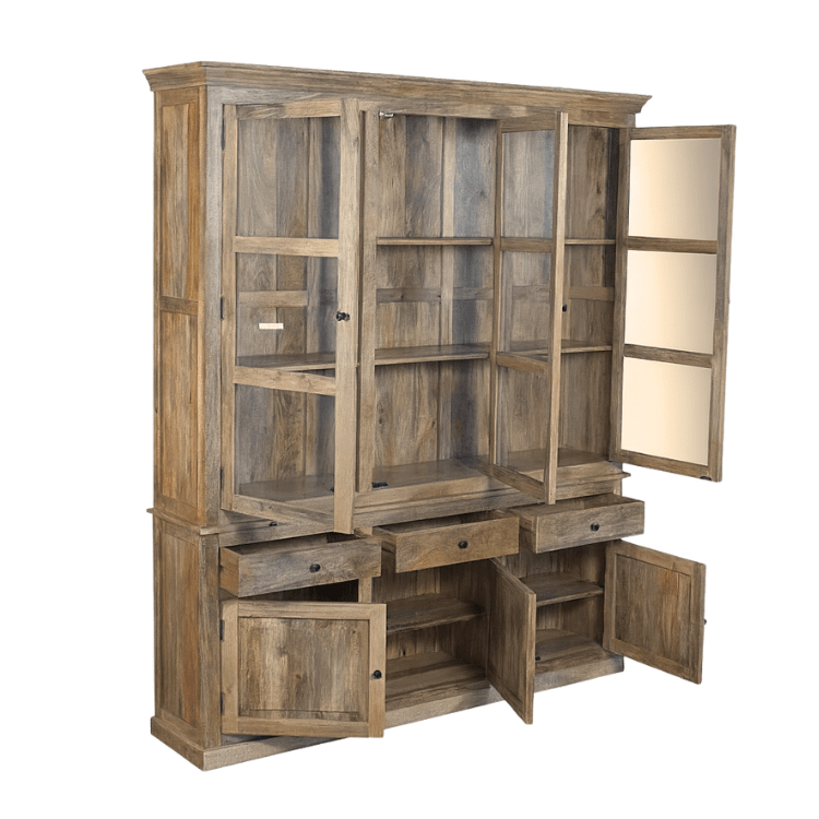 Alacena rústica de madera de mango 3 Puertas Olide - Vintahome