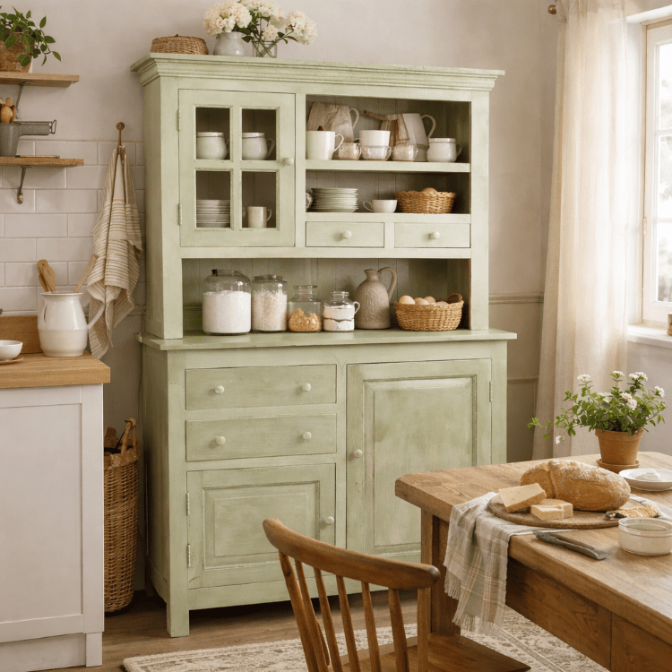 Alacena vintage de madera verde London - Vintahome