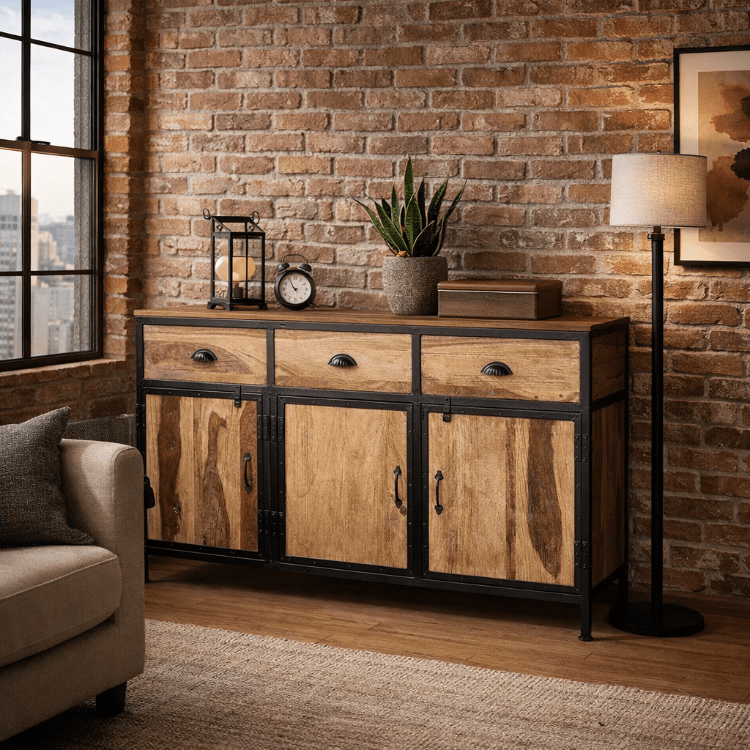 Aparador de de madera y acero Greg - Vintahome