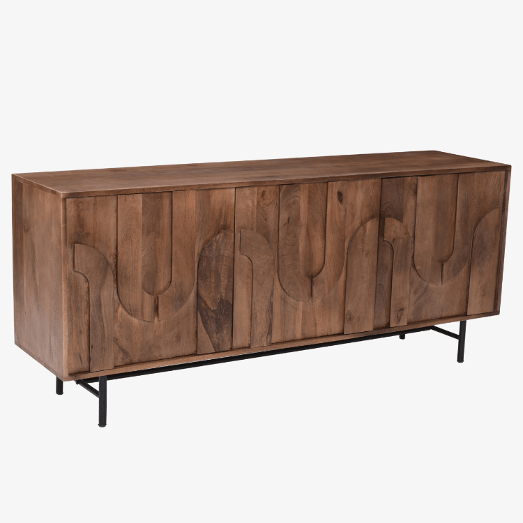 Tarek Sideboard aus natürlichem Mangoholz 180 cm mit 3 Türen - Vintahome