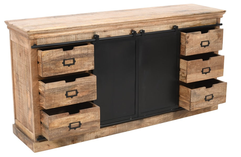 Wood en metaal industriële sideboard melibea