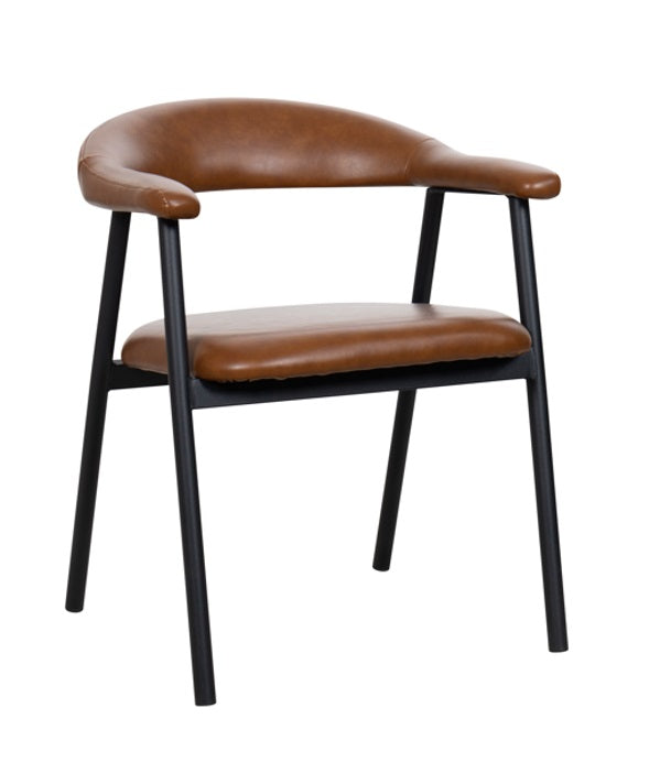 Silla de comedor nórdica Aren marrón vintage