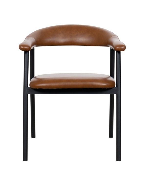 Silla de comedor nórdica Aren marrón vintage