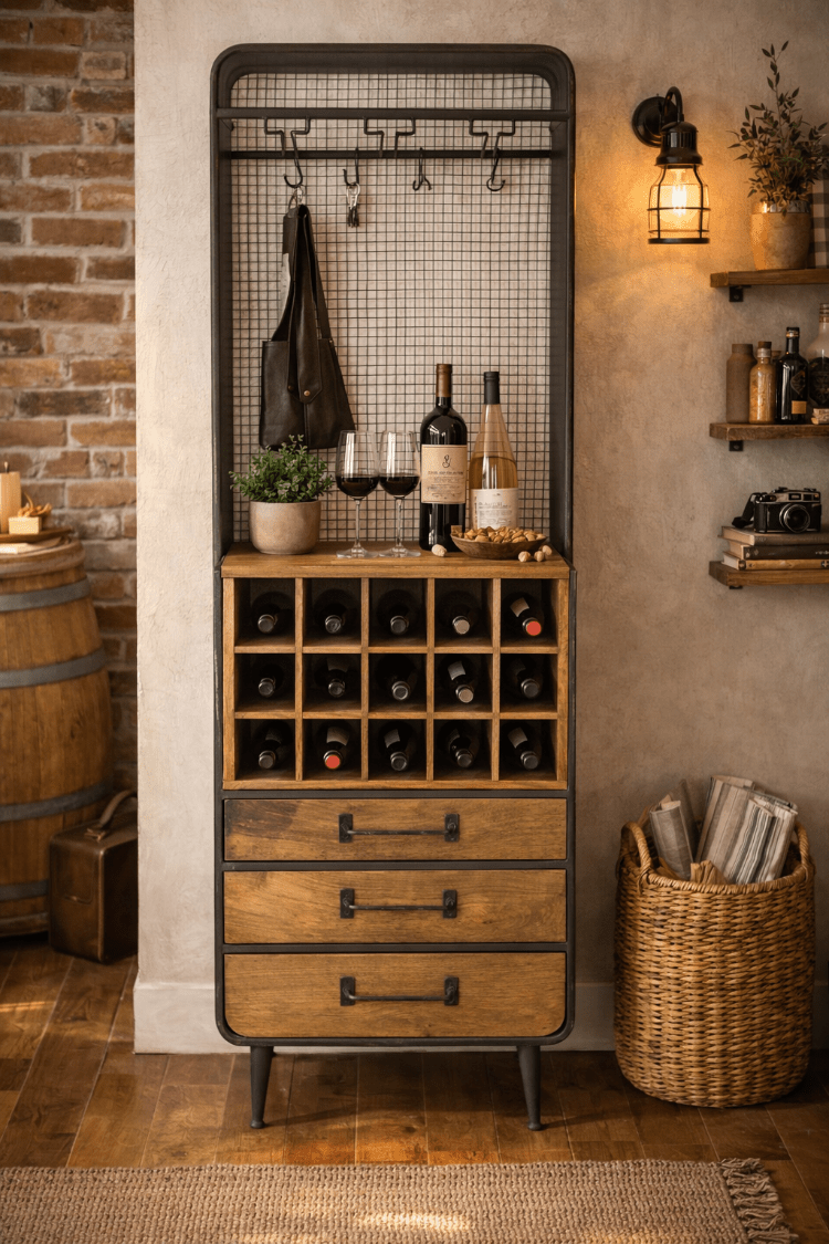 Armario industrial botellero madera mango Monte - Vintahome