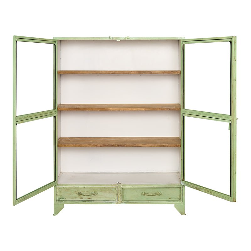 Armario vitrina industrial verde Mundi - Vintahome