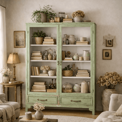 Vitrine industrielle verte Mundi - Vintahome