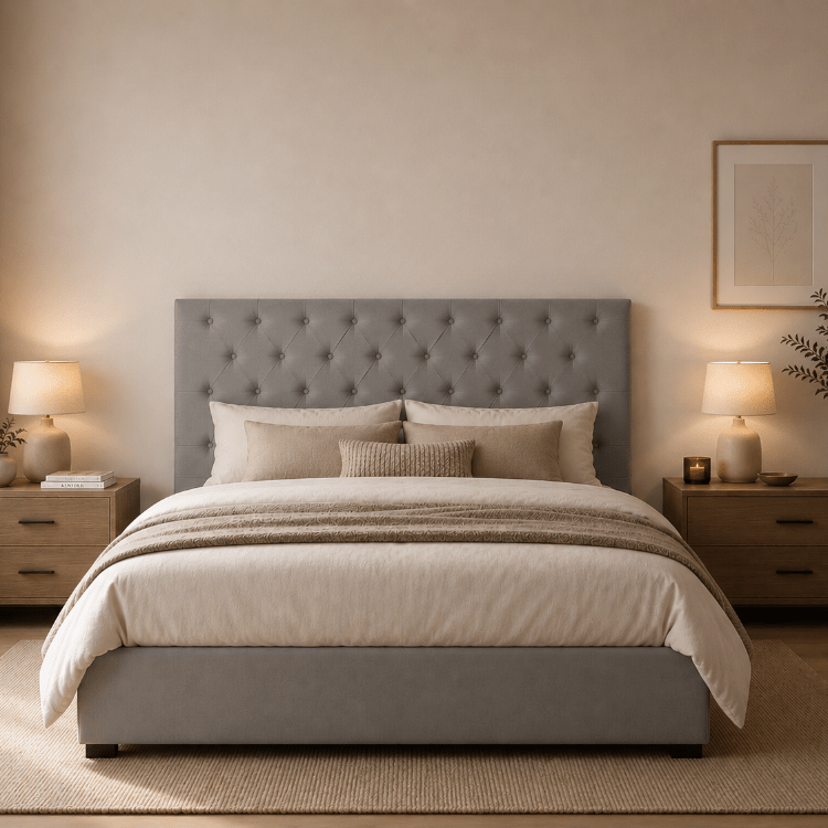 Cabecero capitoné terciopelo gris 160 Cherry - Vintahome