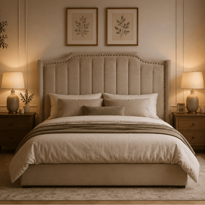Cabecero clásico terciopelo beige Milan - Vintahome