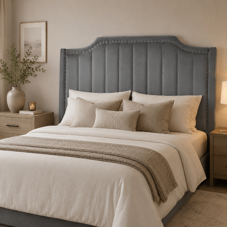 Cabecero clásico terciopelo gris Milan - Vintahome