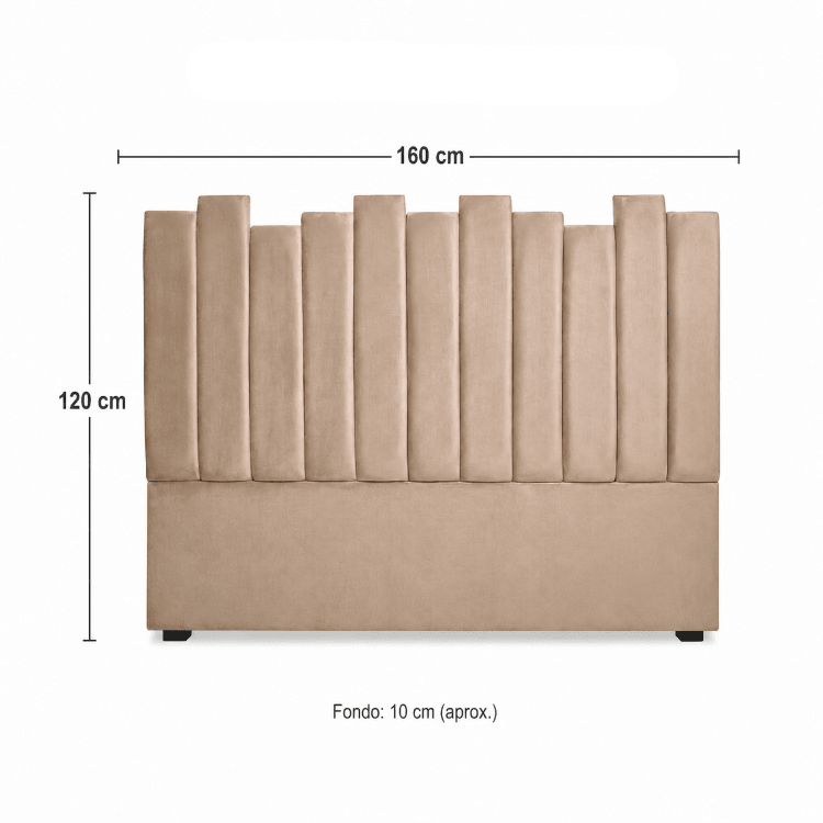 Cabecero de cama 160 terciopelo beige Kenya - Vintahome