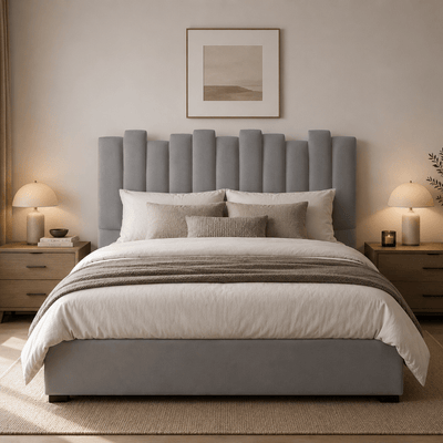 Cabecero de cama 160 terciopelo gris Kenya - Vintahome