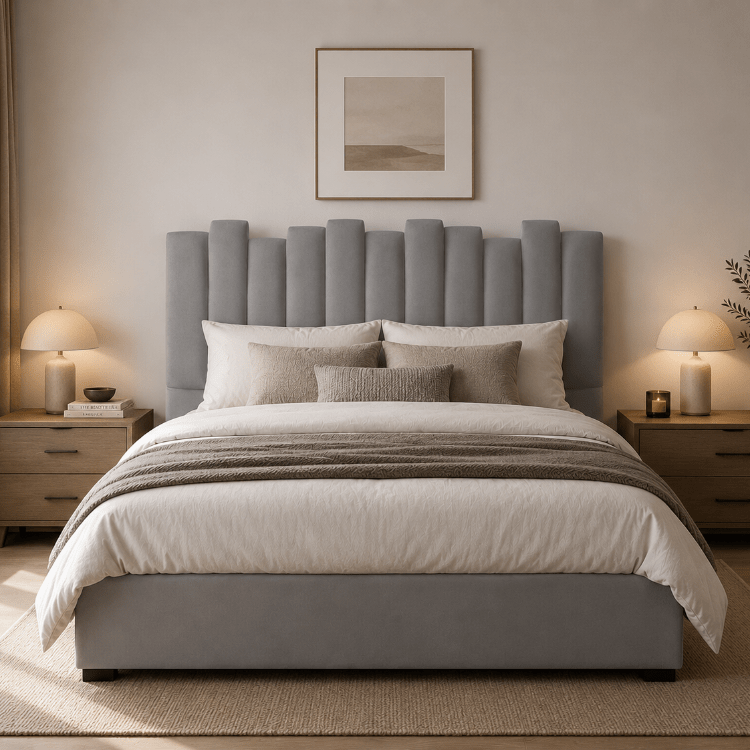 Cabecero de cama 160 terciopelo gris Kenya - Vintahome