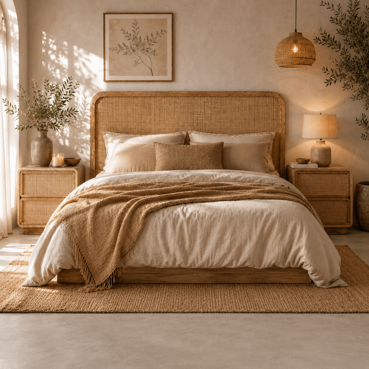 Cabecero Liora de Madera de Mango y Yute 160 cm - Vintahome