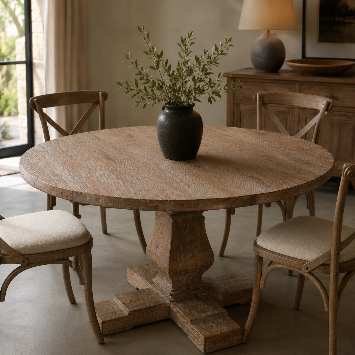 Mesa de jantar colonial em madeira de pinho 120 Eleonora