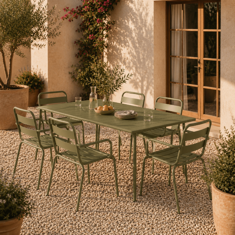 Conjunto de jardin mesa Zian 140 con 4 sillas Oriol - Vintahome