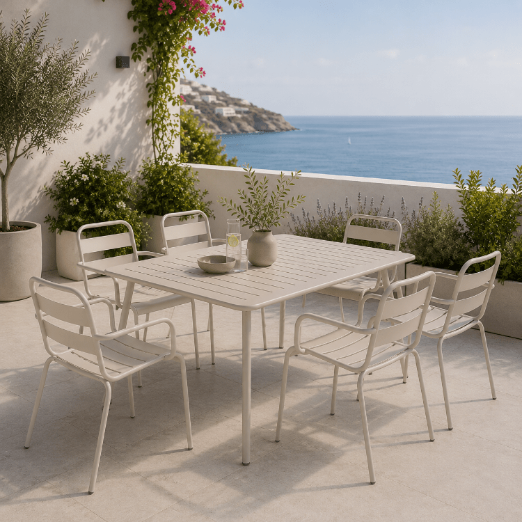 Conjunto de jardin mesa Zian 140 con 4 sillas Oriol - Vintahome
