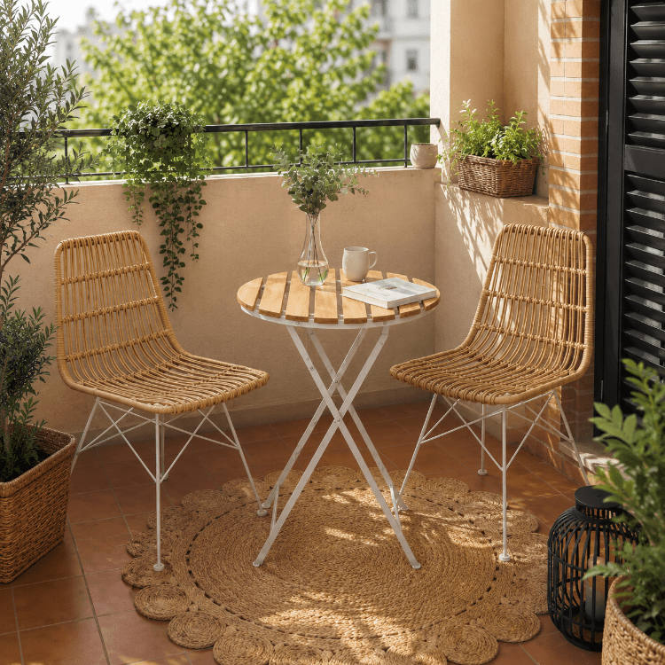 Conjunto de jardín Talsi con mesa redonda plegable y 2 sillas - Vintahome