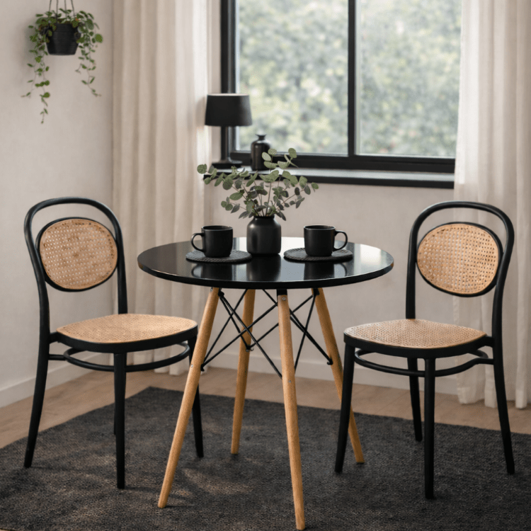 Conjunto de mesa redonda 70 - 80 cm com 2 cadeiras Klara - Vintahome