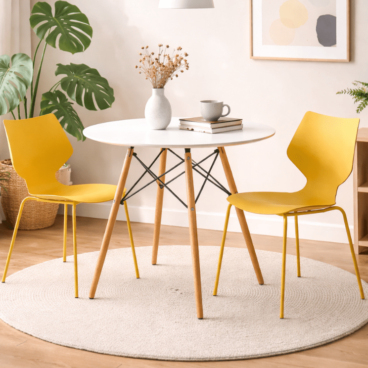 Conjunto de mesa redonda de 70 cm com 2 cadeiras Molly - Vintahome