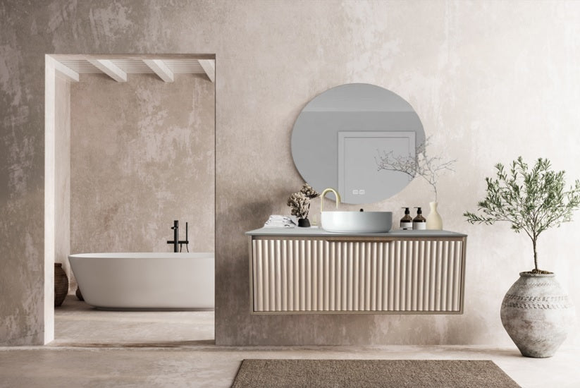 Mueble de baño 1 cajón con lavabo y espejo led Mavi 100