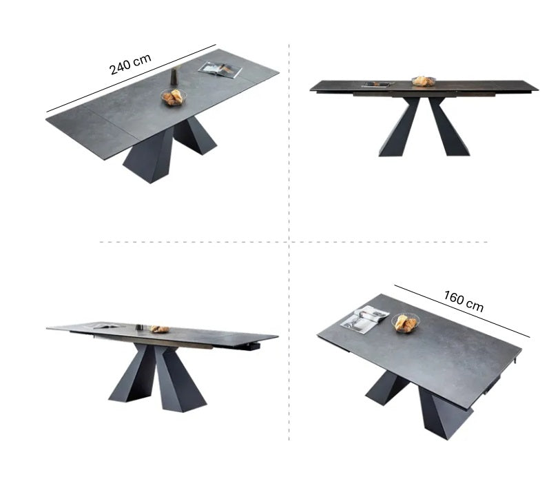 Mesa de comedor extensible 160/240 cm piedra sinterizada Luky