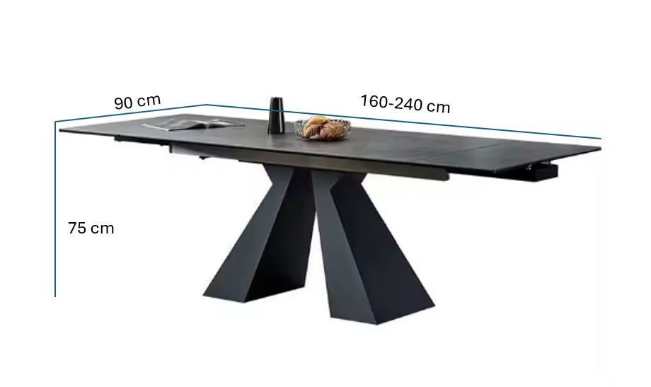 Tabela de jantar extensível 160/240 cm de pedra de sinterização Luky